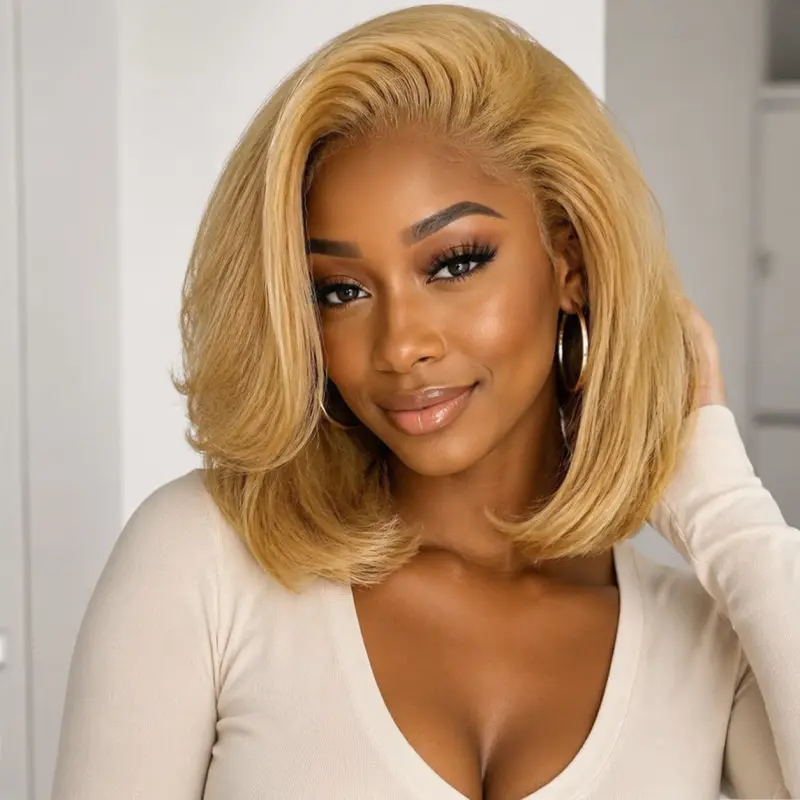 [CLEARANCE SALE] Wiggins Hair Glueless Wig Layered Cut Bob Wig Highlight Blonde Pre Cut 13x4 Lace Front Bob Wig 10inches #tiktokshopbacktoschool #sohochic