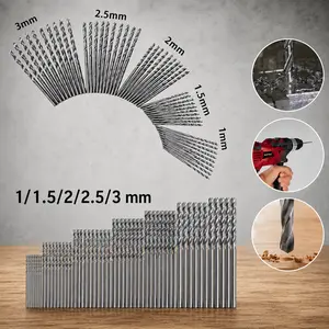 Mini Twist Drill Bit Set — High-Speed ​​Steel Micro Drill Bits (Sizes: 1mm, 1.5mm, 2mm, 2.5mm, 3mm). A Precision Drill Bit Kit Suitable for Wood, Plastic, Aluminum, Copper, PCBs, DIY Crafts, and Jewelry Making.