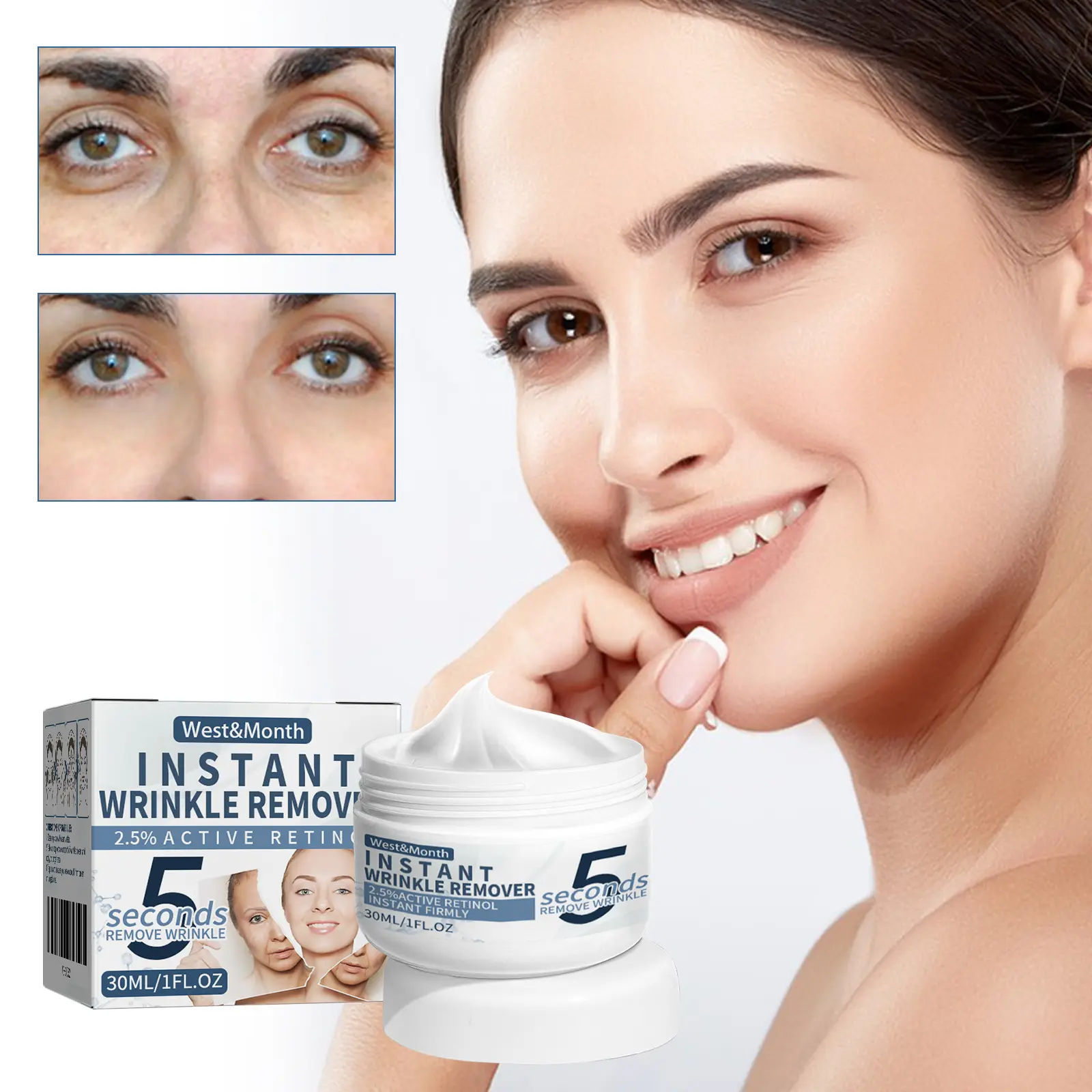 5-Second Retinol Anti-Wrinkle Cream, Instant Firming Face Moisturizer to Hydrate and Soften Skin, Reduces Fine Lines and Eye Puffiness, Moisture, Skin Repair, Anti-Aging, Face/Eyes, Reduces Eye Puffiness