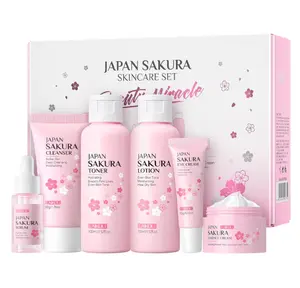 LAIKOU Skin Care Set JAPAN SAKURA Women Beauty Gift Sets Skin Care Kit with Cleanser, Toner, Lotion, Serum, Eye Cream, Face Cream Travel Kit for Women Teen Girls Mom Daughter TSA-friendly Sizes 6pcs