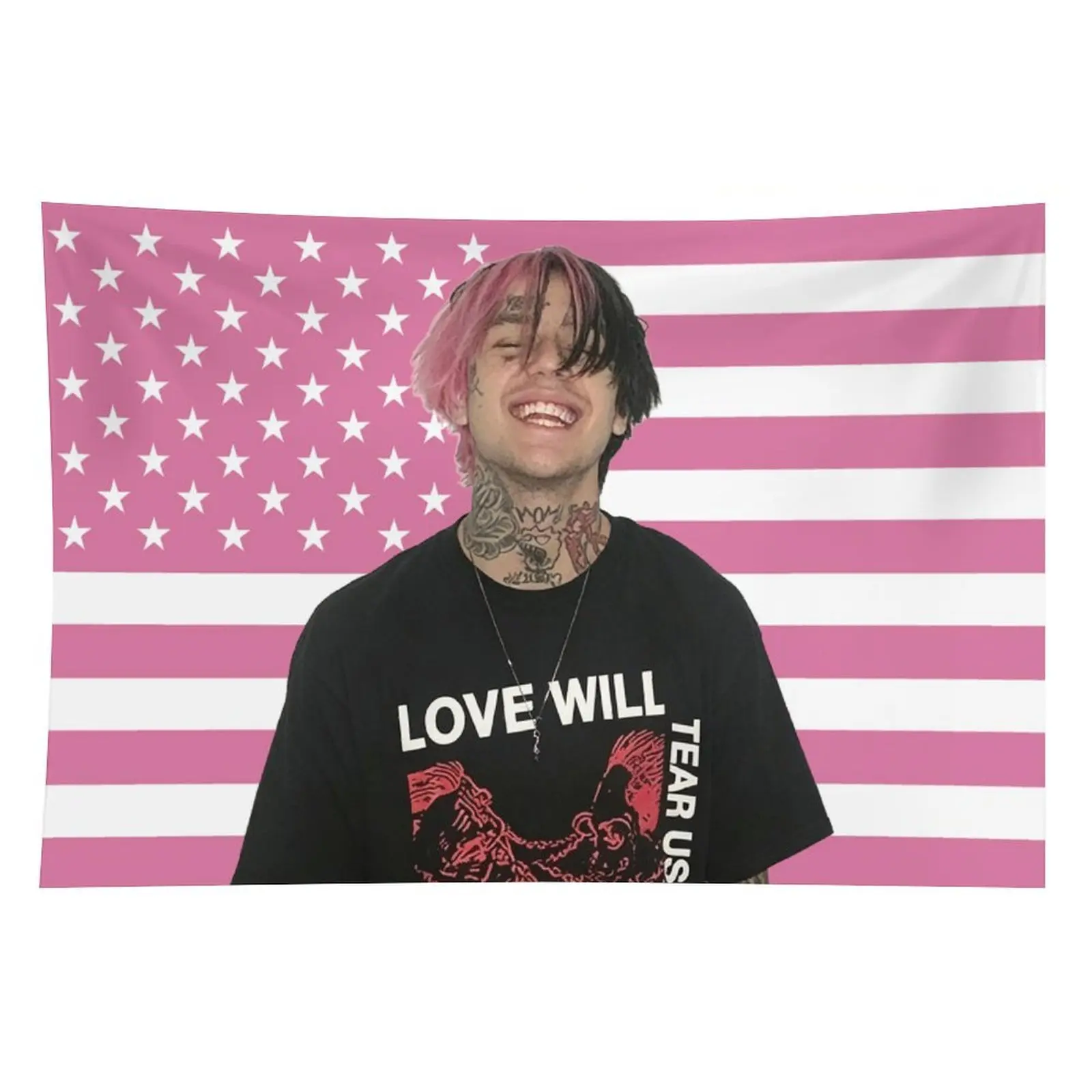 60x40 Inch Lil Peep Flag Print Tapestry Machine Washable Dual-use Wall Hanging Bed Cover Teen Back to School Decor Gift, Design, Photo Tapestry