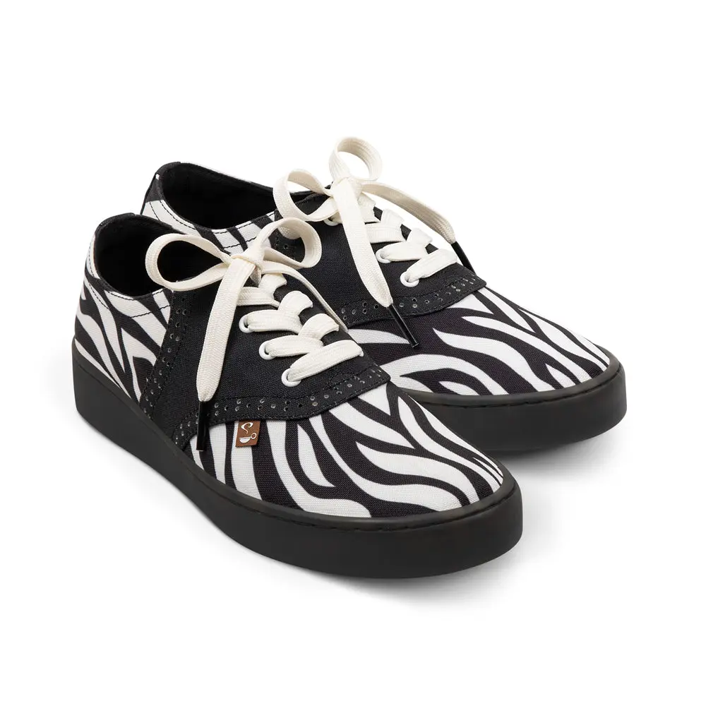 Saddle Zebra Sneakers | Vintage Bold Illustrated Shoes by Hot Chocolate Design