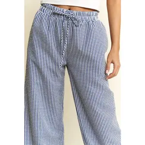 Gingham boxer pants: Blue