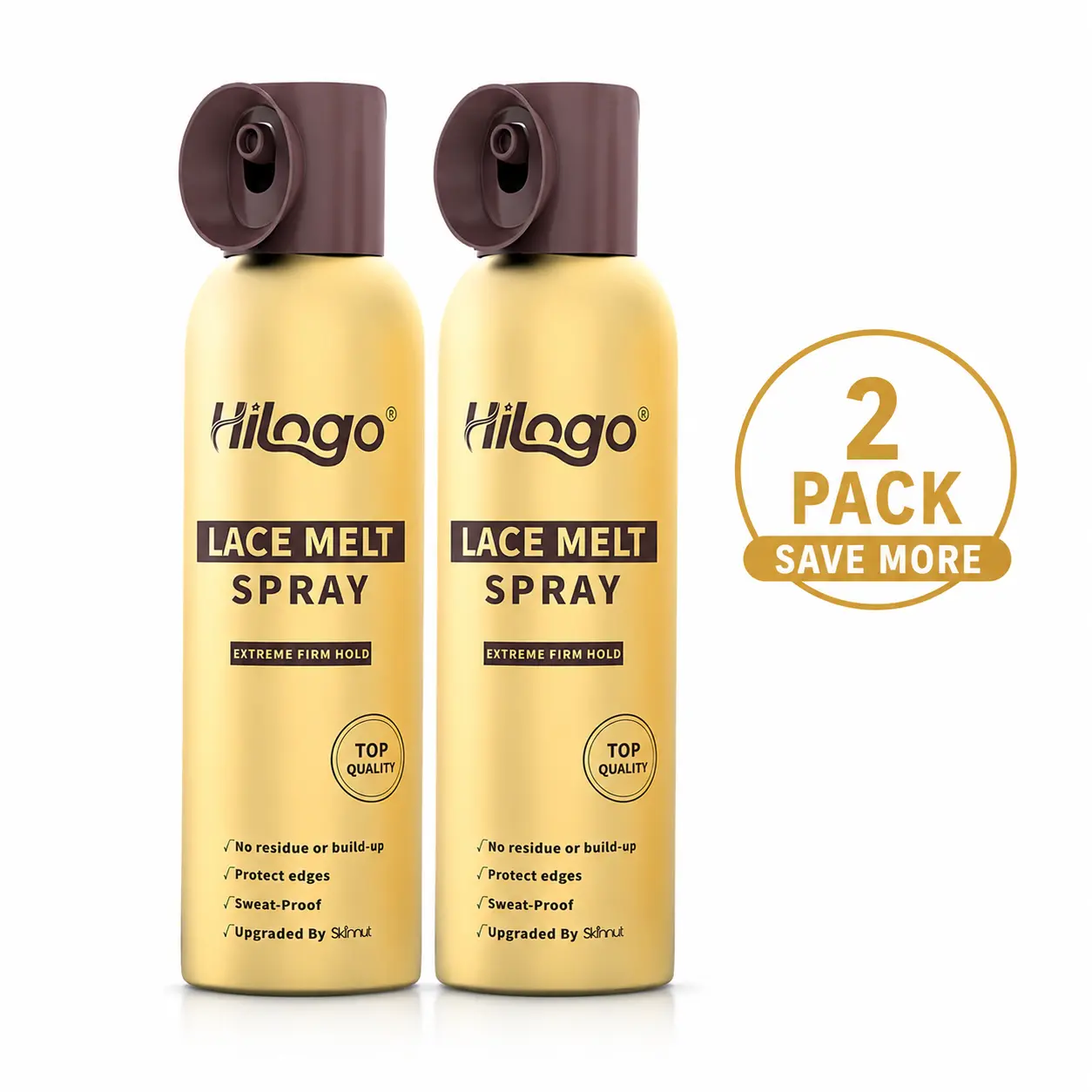 Hilogo Lace Melt Spray 2-Pack for Lace Wigs, Strong Hold Wig Edge Spray for Natural Hairline, Sweat Resistant & Long-Lasting, 180ML / 6.09 FL OZ Each