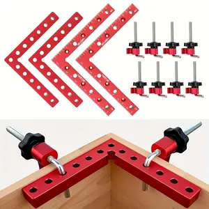 [4Pack 90-Degree Right Angle Clamp] 4Pack 6.29Inx6.29In Red 90-Degree Right Angle Clamp Set - 3/6pcs Woodworking Positioning Squares with Snap Closures And Removable Covers