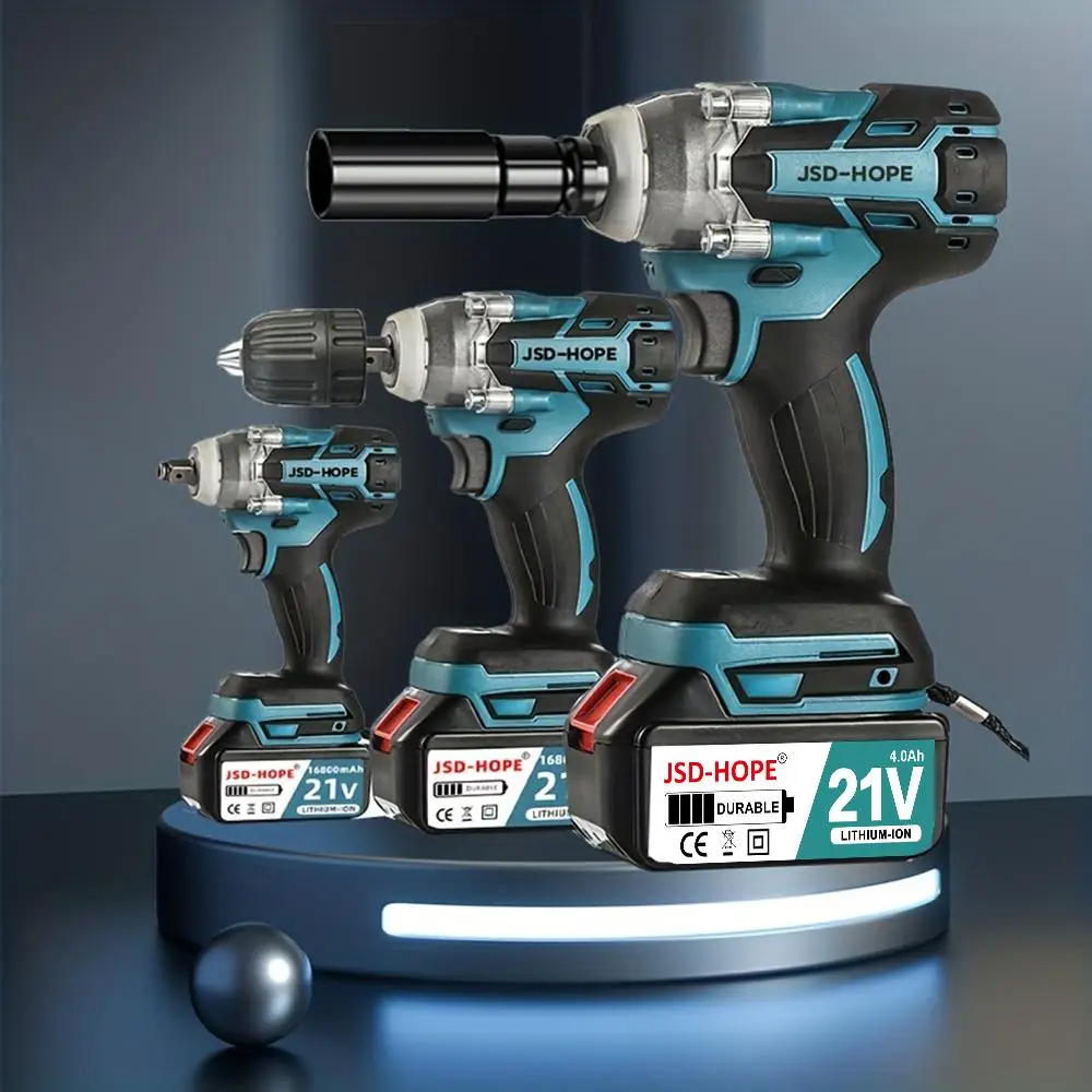 Electric High Torque Impact Wrench Tools, 1 Count 21V Brushless Cordless Electric Impact Tools For Home & Car Use, Construction Tools, Powerful Automo