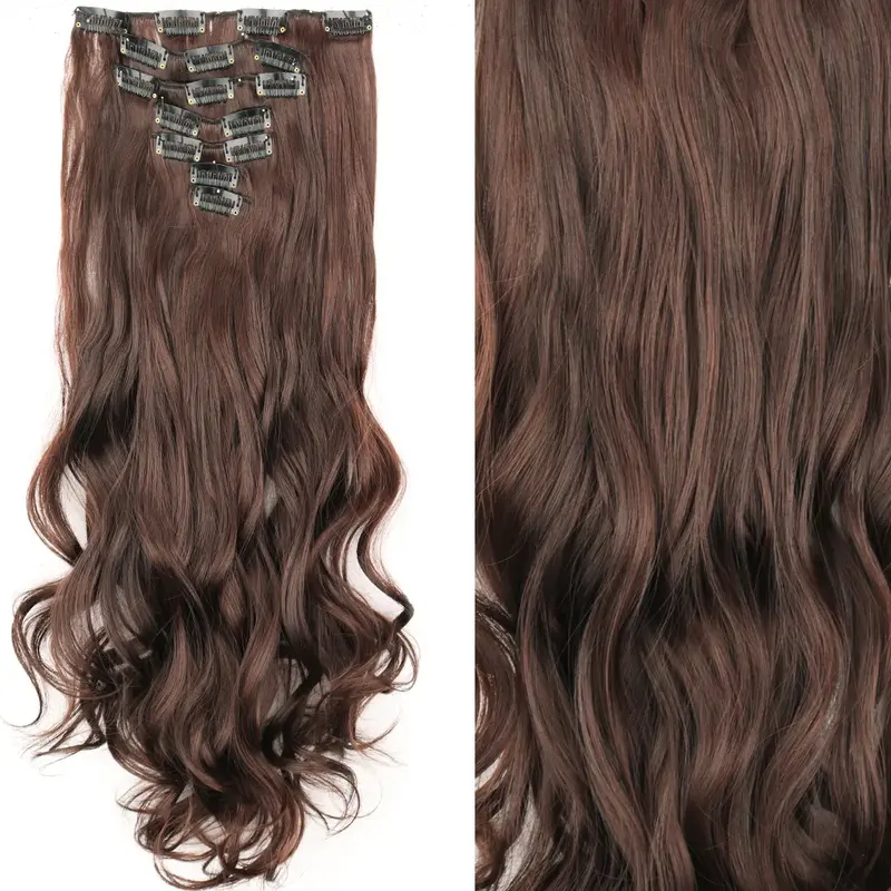 22Inch Long Straight Wavy Hair Extension 7Pcs/Set 16 Clips High Tempreture Synthetic Hairpiece Clip in Hair Extensions LISI HAIR