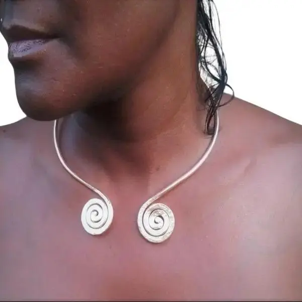 Omazi Solid Copper Chakra Collar Omega Fibonacci Necklace Open Collar