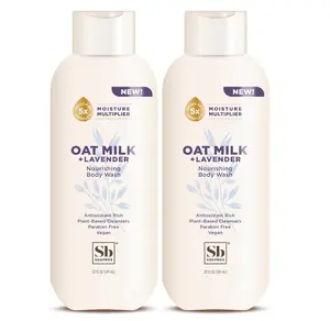 Soapbox Body Wash, Oatmilk & Lavender Liquid Body Wash, Moisturizing Soap with Shea Butter, Vegan Duo Pack of 2 Soap Bottles, 20oz Each