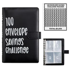 100 Envelope Money-Saving Challenge, 100 Envelope Challenge Binder, Simple and Fun Way to Save $5,050, Savings Challenge Budget Book Binder with Cash Envelopes, Suitable for Office, Home, School