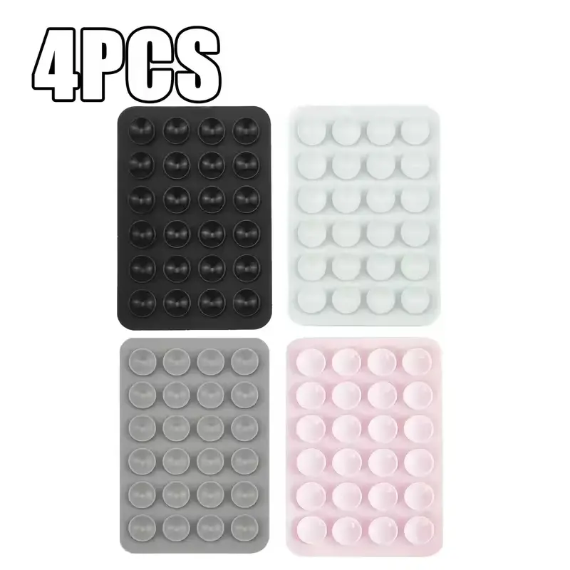 6pcs silicone suction cups, square single-sided 24-piece mobile phone silicone suction cups, 24-piece universal mobile phone stick-on bracket - waterproof adhesive bracket suitable for most mobile phones
