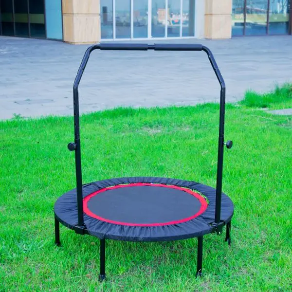 40-Inch Folding Mini Height Adjustable Handle Fitness Trampoline, 300 Lbs Capacity, Space-Saving for Home & Outdoor Use, Ideal for Trampoline Workout, Height Adjustable Trampoline