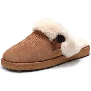 Summer Clearance OOW Cotton Slipppers For Air-conditioned Rooms In Summer Postpartum Care Cotton Slippers for Women Fuzzy House Slippers for Women with Memory Foam Comfy Bedroom Fluffy Western Cowgirl Boot Slippers Indoor Outdoor Square Toe