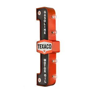Texaco Licensed Vintage-Inspired Double-Sided Marquee LED Sign, 25 in Motor Oil Themed Home Decor Plaque with LED Lights, Whimsical Collector Item for Retro Spaces