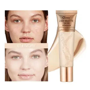 Full Coverage Concealer Foundation, Matte Oil-Control Liquid Foundation, Covers Blemishes & Dark Spots, Long-Lasting, Natural Finish, Daily Use