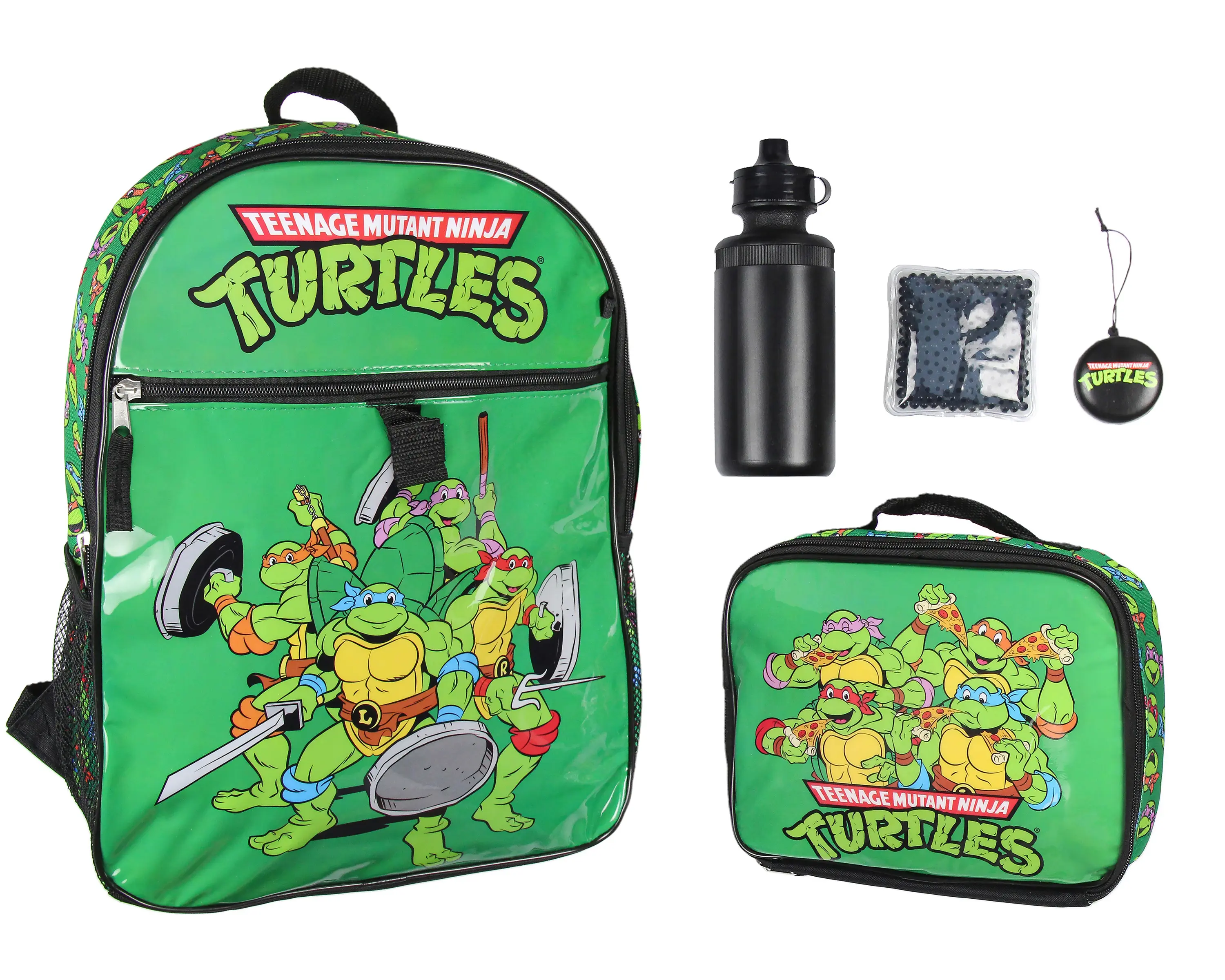 Nickelodeon Teenage Mutant Ninja Turtles Team Leonardo Raphael Donatello Michelangelo 5 PC Backpack Lunch box Water Bottle 16"