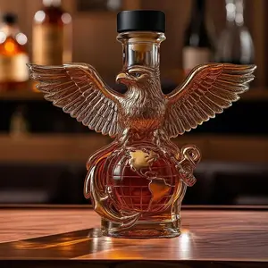 1 Count 250 Anniversary Whiskey Bottle, Whiskey Eagle Glass Decanter, US Marine Corps liquor bottle for Whiskey, Wine, Cocktails, Football Fan Gift, Home Bar Display, Gifts for Lovers, Dad, Husband and Boyfriend