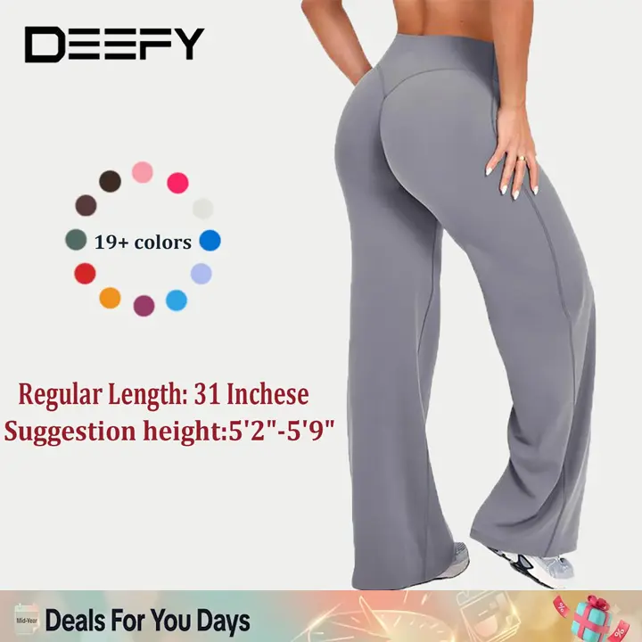 DEEFY SoftMotion Straight Leg Bottoms 30.5" & 31.5" Inseam Fitness Gymwear Women Workout Breathable Light Thin Sportswear Gym Outdoor Sports Yoga Pants Wide Sweatpants Solid Color Joggers Wide Leg Pants for Women