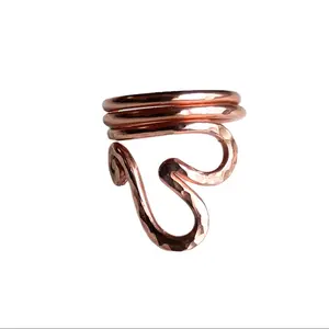 Hand Hammer Cooper Heart and Spiral Thumb Ring Design, Textured Surface, Comfortable Fit, Versatile for Everyday Wear Love Rings
