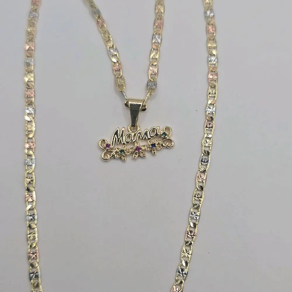 MOTHER'S DAY MAMA  beautiful necklace multicolor stones fashion three colors 24"inches size jewelry Gold-Plated Heart perfect date