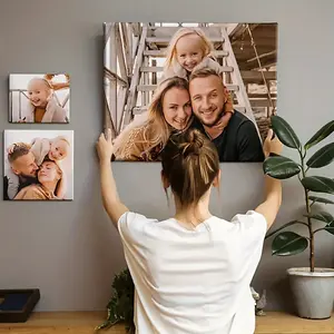 2D Flat, Custom Framed Canvas Personalized Photo Sharing Your And Family Friends' Most Precious Memories, Christmas Photo, New Year Gift, Custom Any Photo You Like, Party, Children, Parents, Scenery, Travel Photos , Father's Day, Independence Day