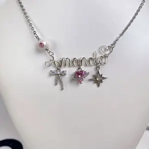 （Silver Color) Handmade Custom Name Necklace for Women Girls Jewelry birthday Christmas gifts