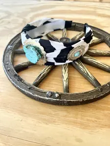 Turquoise Cow print western Headband
