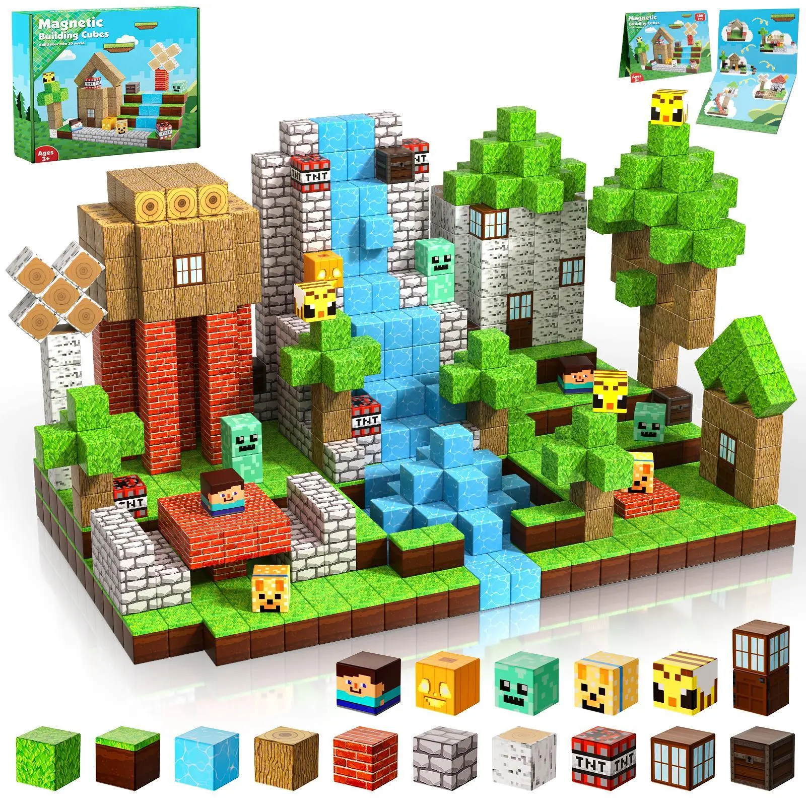 Magnetic Blocks-100PCS Magnetic Building Blocks, Magnetic Tiles Kids Build Cubes 2026 Upgraded STEM Game Toys, Summervibes Christmas Birthday Gifts for Boys & Girls Ages 3+,summerwins