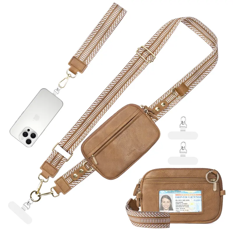Babysun Stylish Leather Adjustable Phone Lanyard Crossbody Strap Bag for Women, Compatible with All Smartphones-Cellphones, Mobile Accessories with Clip-and-Go Design, Ideal for Travel-Shopping, Great Gift Option, Offers Device Protection