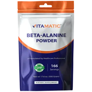 Vitamatic Beta-Alanine Powder – 3000 mg per Serving – Pure Beta Alanine – Unflavored – Non-GMO – GMP Quality – Supports Active Lifestyle - 500 Gram