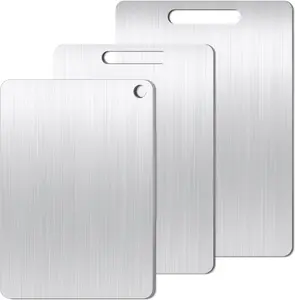 Titanium Cutting Board Set of 1 11x8inches Durable Double Sided Food Grade Metal Chopping Board for Kitchen Counter Meat Vegetable Fruit Outdoor Camping Easy Clean