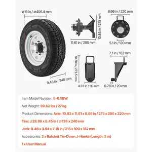VEVOR Shipping Container Wheels 8-Lug Wheels Kit, Heavy Duty Shipping Container Accessories with Ratchet Tie Down-Moves 20 ft - 40 ft, Secure Transport for Dock, Warehouse, Construction Site, Black