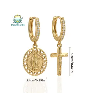 Virgin Mary Stud Earrings,Jesus Earrings,24K Gold Fashion Earrings. Studearrings