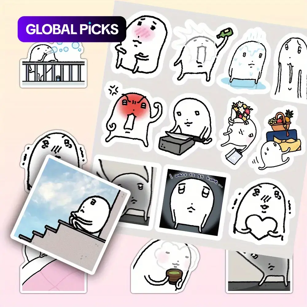 65pcs Mochi Emoji Stickers, Aesthetic Stickers, Cute Side Decals for Scrapbooks, Diaries, Laptops & Water Bottles, DIY Decorative Stickers, Ideal Gift #GLOBAL PICKS