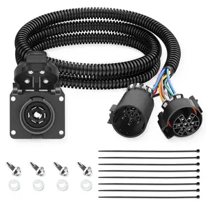 Nilight Truck Bed USCAR to 7 Pin Trailer Wiring Harness Extension 7FT USCAR to RV Blade Tailgate Light Adapter for Chevy Ford GMC Dodge Nissan Toyota 5th Wheel Gooseneck