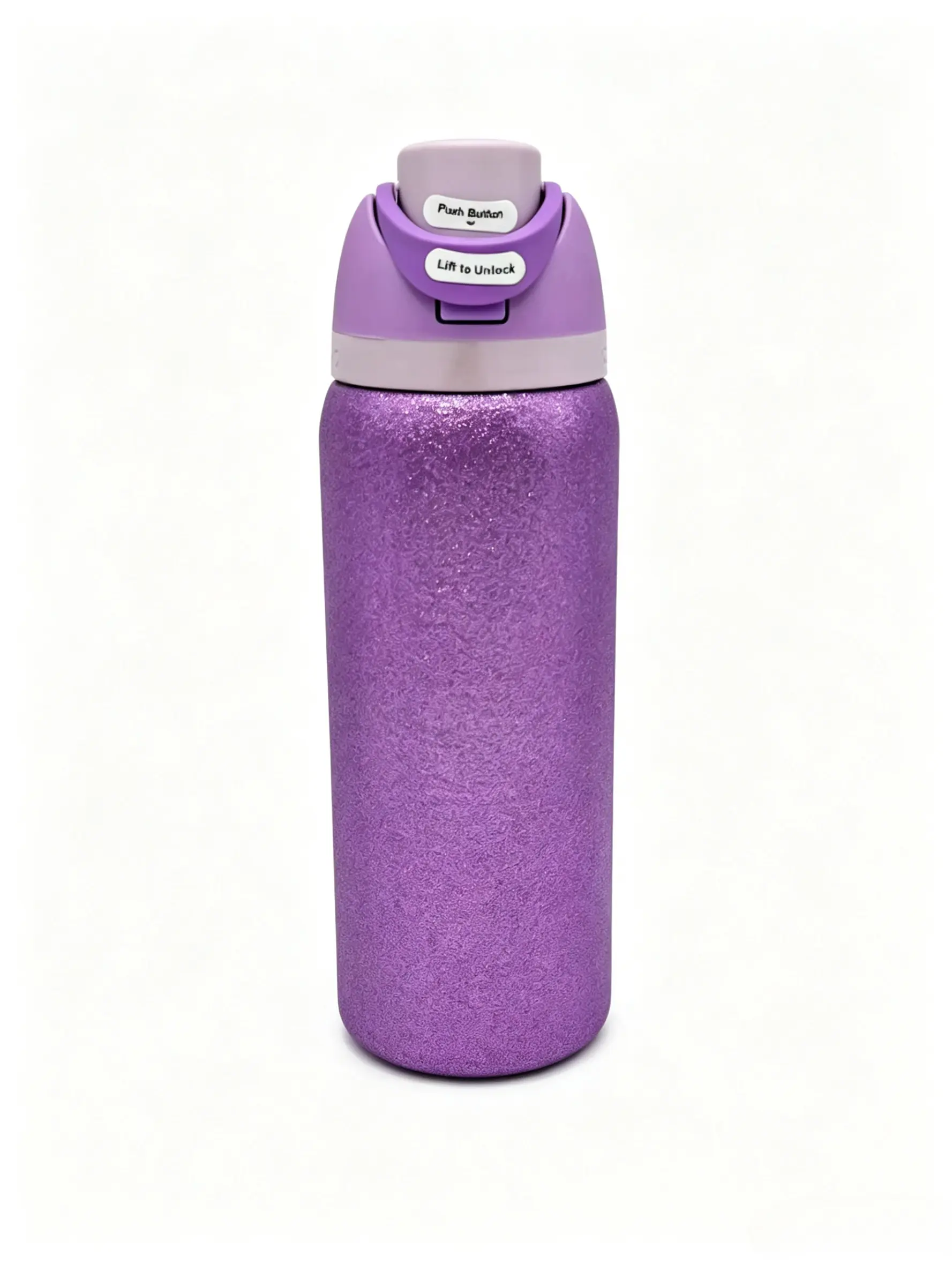 Owala 32oz FreeSip Vacuum Insulated Glam Bottle - Sparkly Metallic Purple Glitter Matte Body, Double Wall Stainless Steel Leakproof Insulation Flask with Handle, 500-1,000 ml Drinkware for Adults' Holiday Travel