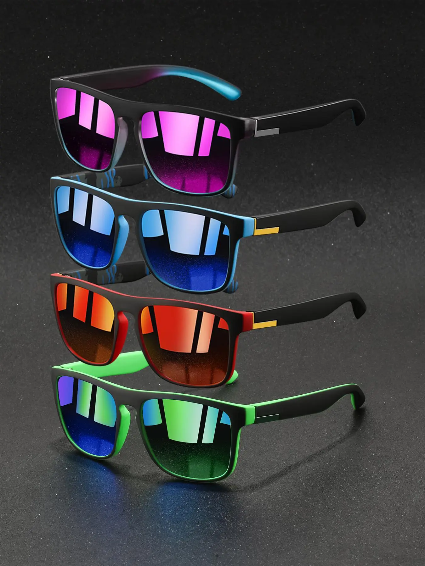 4pcs couple's style color-blocking fashionable glasses,color diverse and practical glasses, suitable for driving,camping,and daily wear,the perfect accessory that fits various face shapes, Fashionable Sunglasses