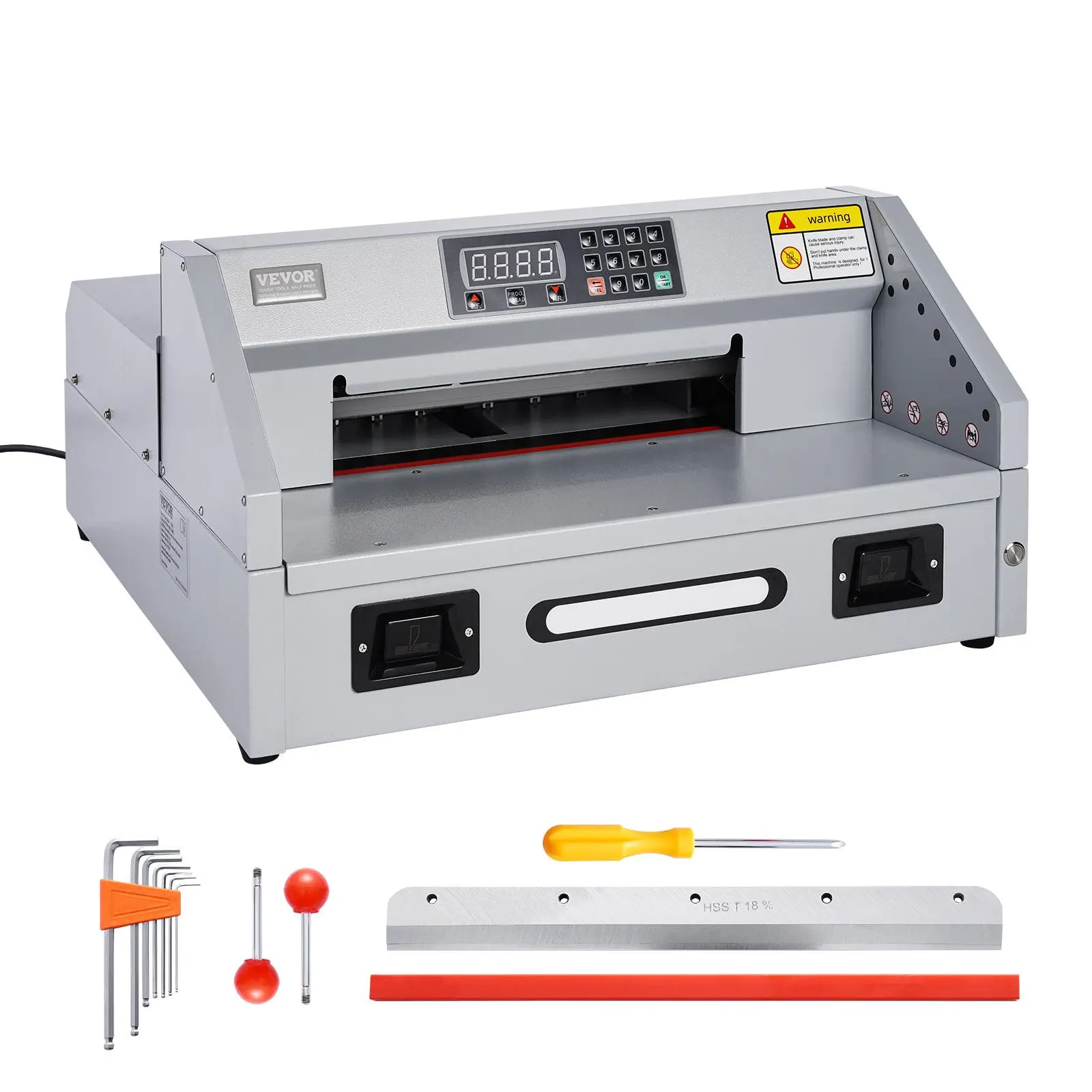【Summerfinds】VEVOR Heavy-Duty 300W Power Office Cutting Supply, Replaceable Steel Blade Machine, 11.8in/330mm Width, 1.5in/38mm Thickness, Fast Cut, Infrared Sensor, Casters, Dual-Button Design, Efficiency for Books, Copy Paper