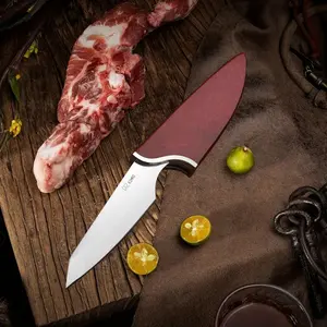 Kitchen knife, meat knife with wooden handle, suitable for cutting meat, fruit and other food, the blade is light, comfortable and beautiful, fixed, easy to carry, cut quickly.