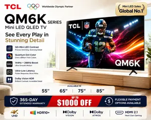 TCL QM6K Series 4K QD-Mini LED Smart TV with Google TV | New Halo Control System, 144Hz Native Refresh Rate, Local Dimming Pro & High Brightness Pro, Onkyo 2.1 Audio | 55"-98" fathersdaygift