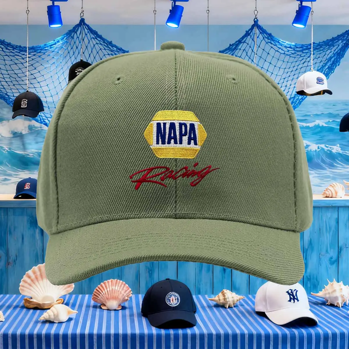 NAPA Racing NASCAR USA Flag #15 Trucker Hat Snapback Retro Cap Patriotic Retro Fun Truck Driver Baseball Hat
