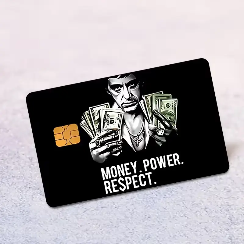 Scarface Tony Montana Credit Card Skin - "Money Power Respect" Black Debit Card Sticker Pre-Cut for Chip