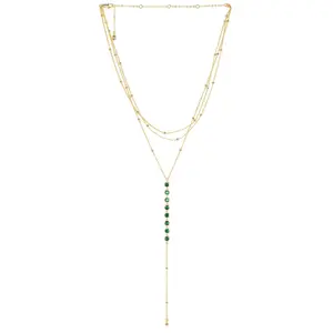 Ettika Lariat Necklace in Green & Gold