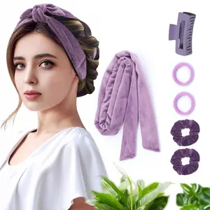 Heatless Hair Curler Set, 4 Counts/set Soft Velvet Hair Curler & Hair Clips & Hair Tie, Heatless Hair Styling Tool for Women & Girls