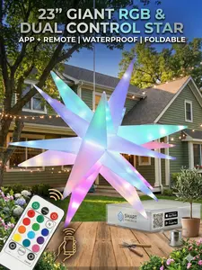 23" Moravian Star Light – RGB Color Changing LED Bethlehem Star with Remote Control, Outdoor & Indoor Christmas Tree Topper / Porch Light