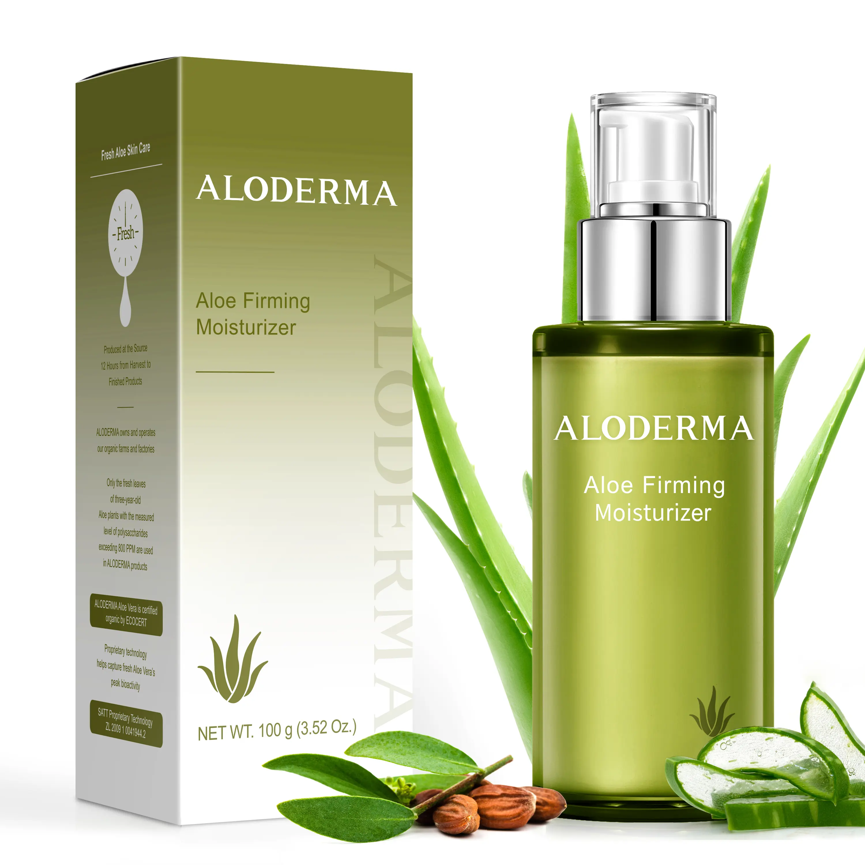 ALODERMA Firming Facial Moisturizer with Organic Aloe Vera, Rejuvenating Vegan Anti-Aging Cream to Hydrate and Smooth Wrinkles for Normal & Combination Skin, 3.5oz, Oil, Radiant, Moisture, Skin Repair, Glow Up, Soft Skin