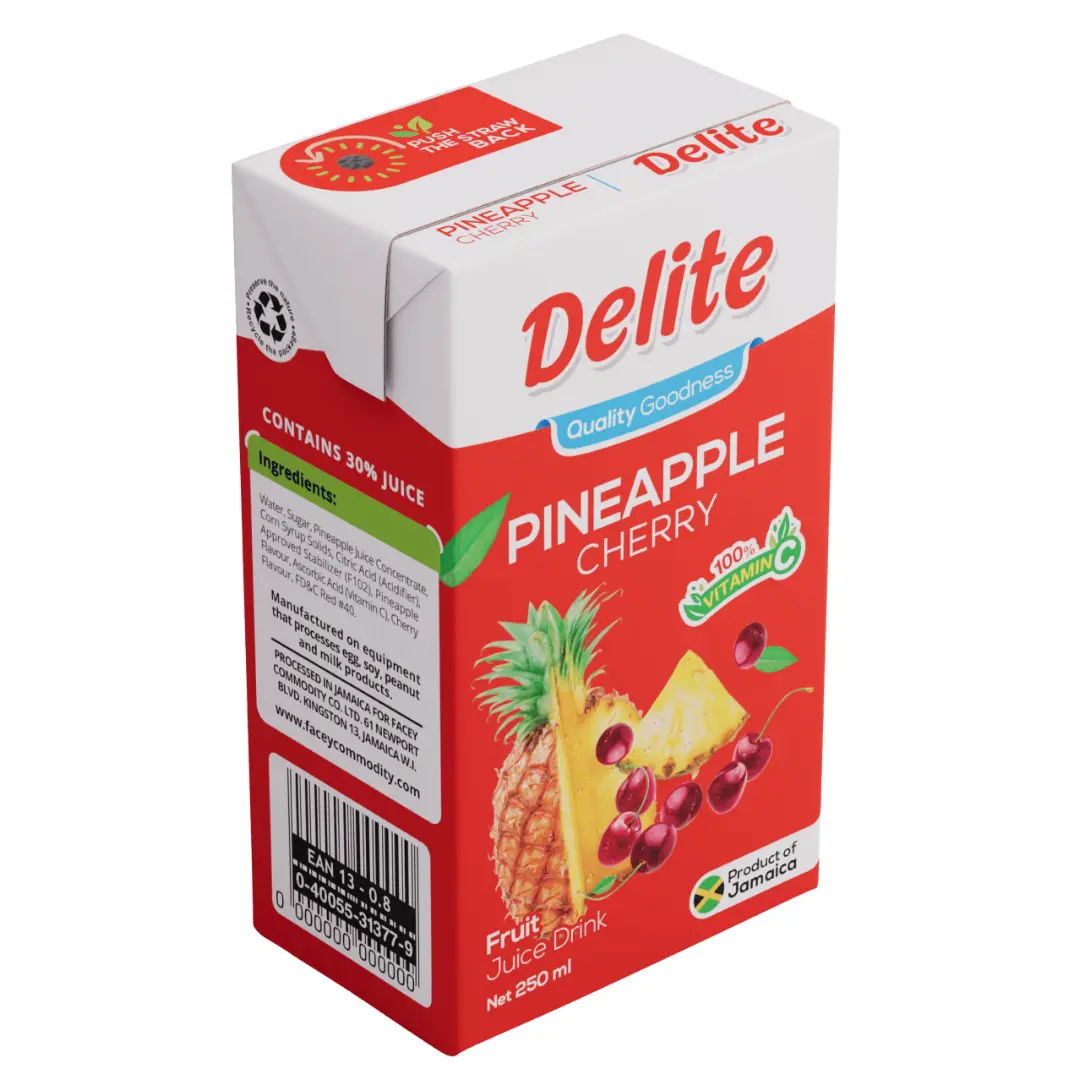 Delite Pineapple Cherry Fruit Juice Drink 100% Natural Sweet 250ml Pack of 1 No Added Sugar or Preservatives