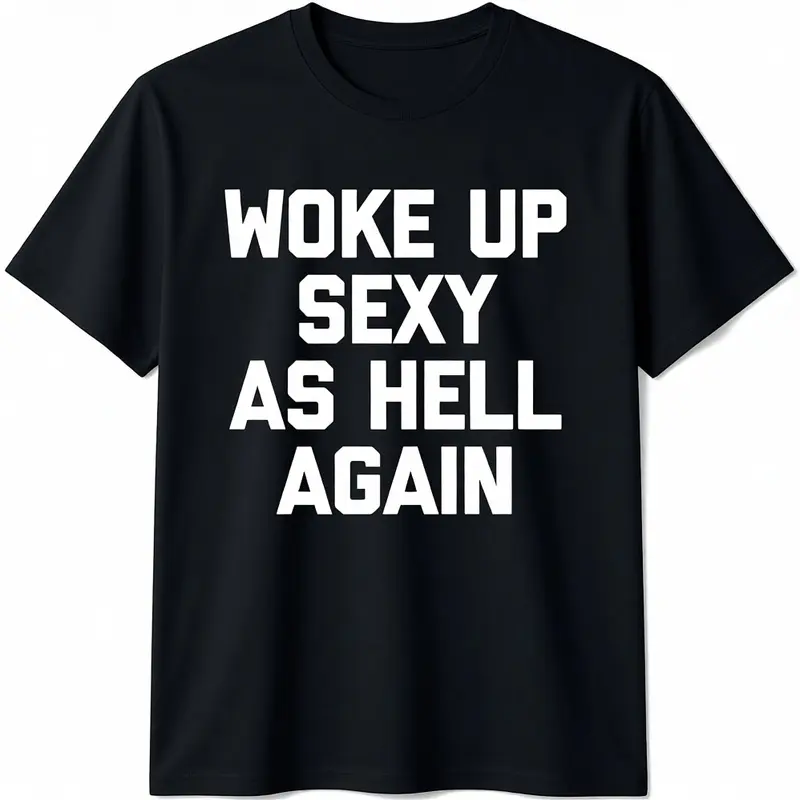 Woke Up Sexy As Hell Again T-Shirt funny saying sarcastic T-Shirt,Made in USA