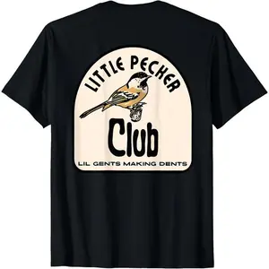 [100% Cotton] Retro Club - Inspired T - shirt: "Little Pecker Club" Graphic with Bird Design  Golf Gift T-Shirt For Men and Women