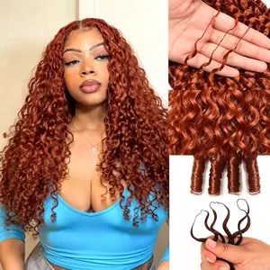 Bling Hair #33 Reddish Brown Colored  1/4 Bundles Burmese Curly Hair Bundles 14-22 Inch Remy Hair Extensions For Black Women